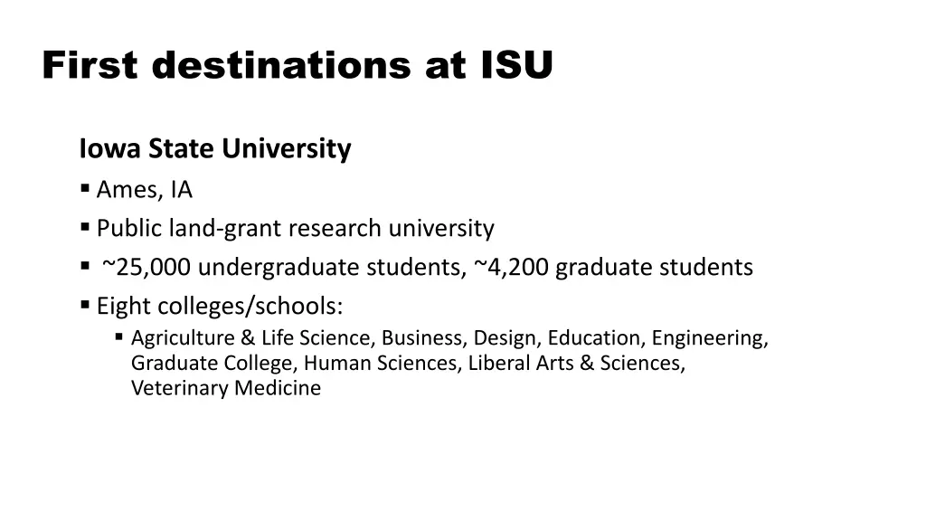 first destinations at isu