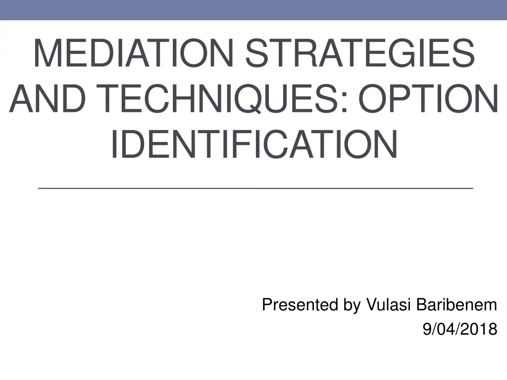 mediation strategies and techniques option