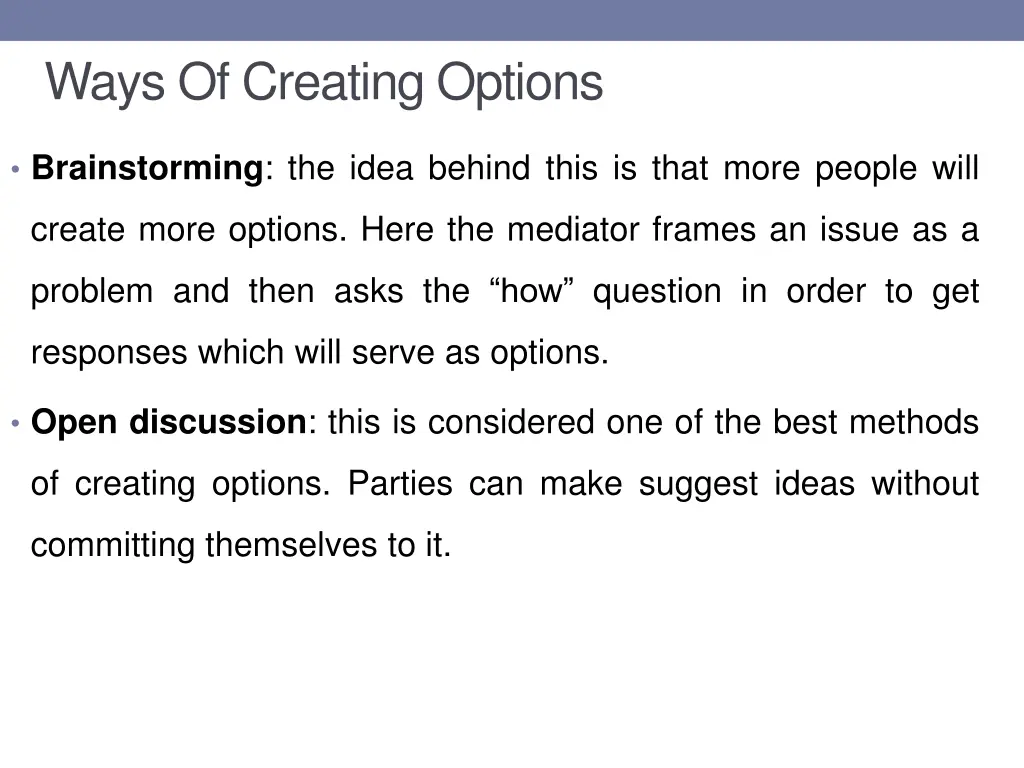 ways of creating options 1