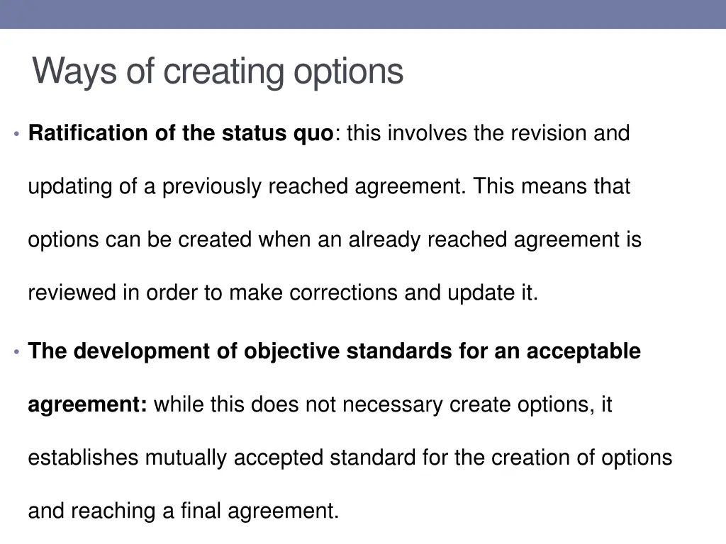 ways of creating options