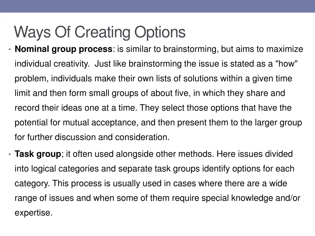 ways of creating options nominal group process