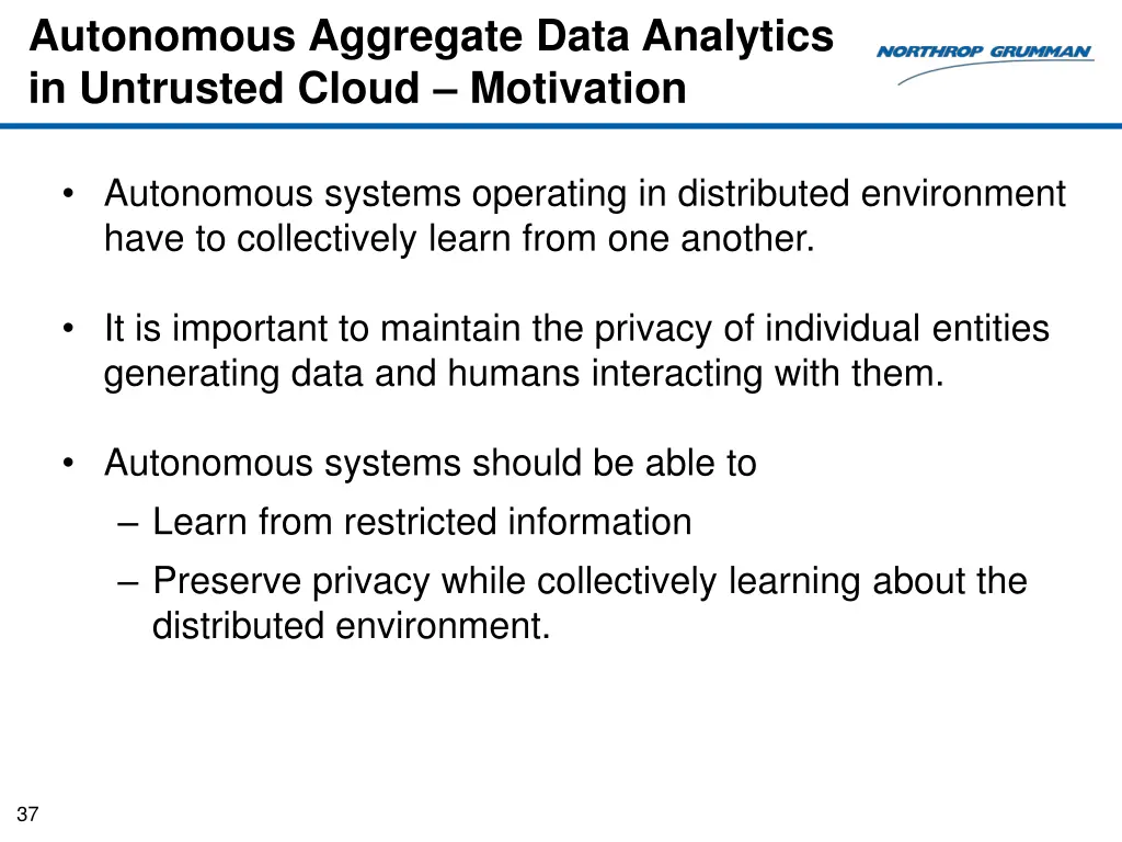 autonomous aggregate data analytics in untrusted 1
