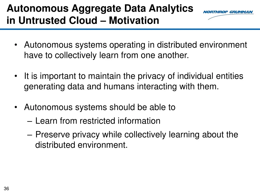 autonomous aggregate data analytics in untrusted