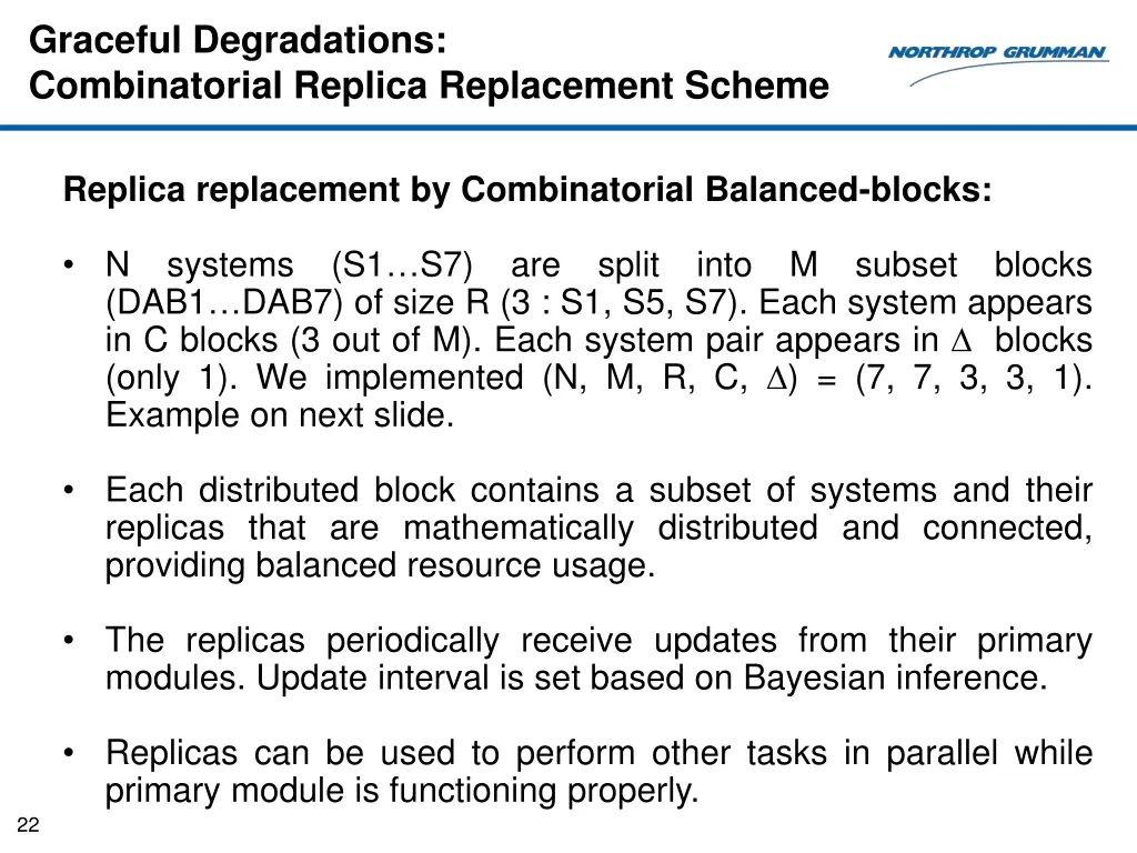 graceful degradations combinatorial replica