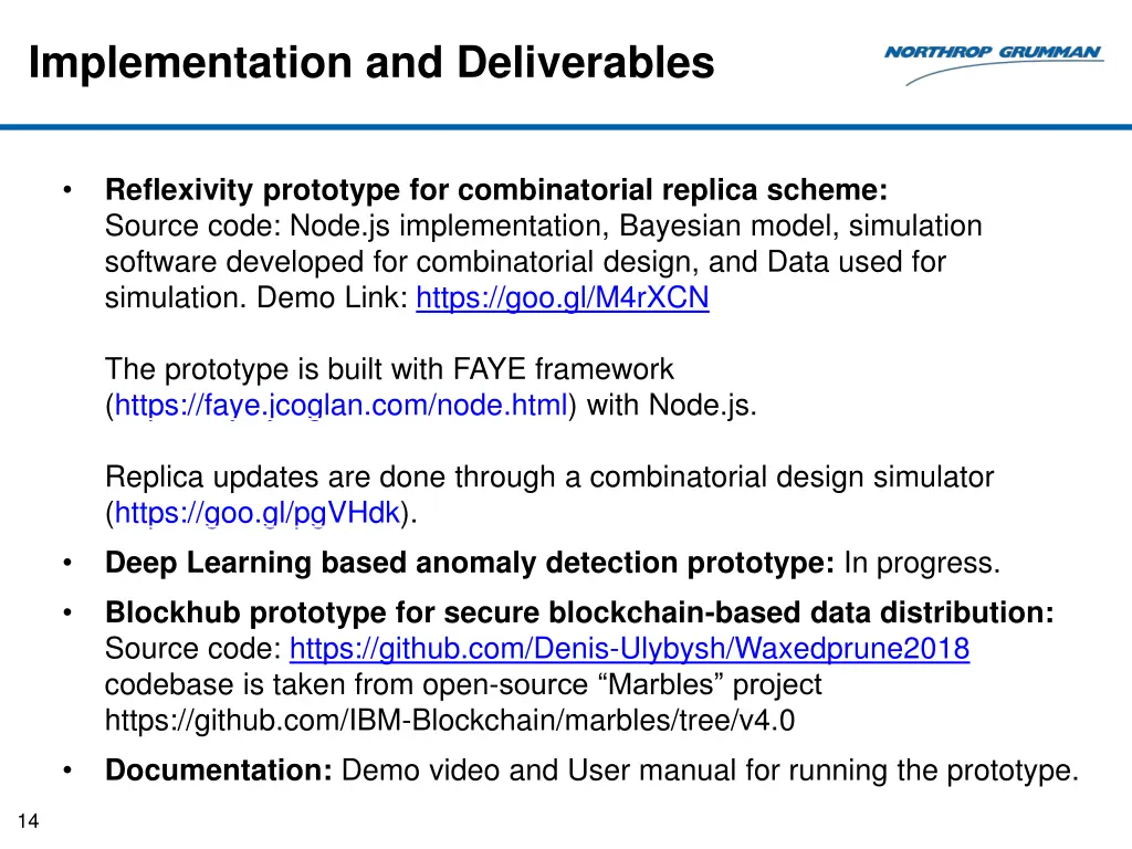 implementation and deliverables