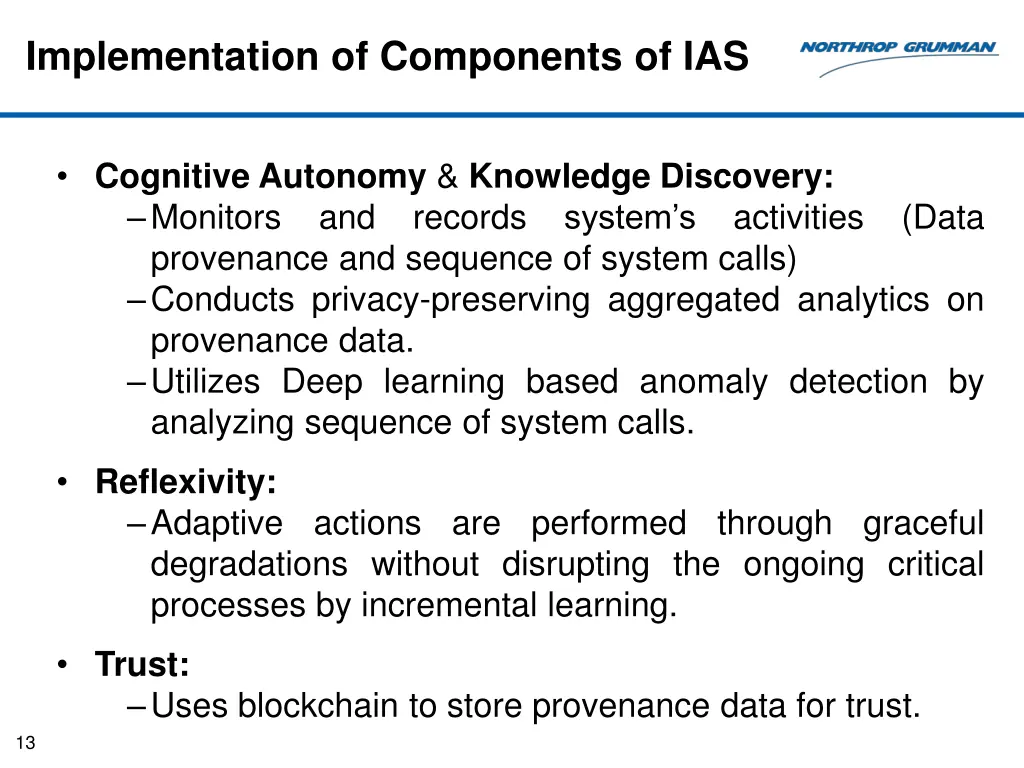 implementation of components of ias