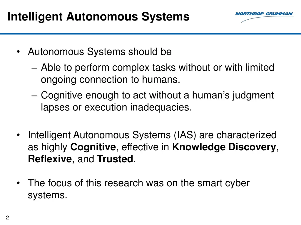 intelligent autonomous systems