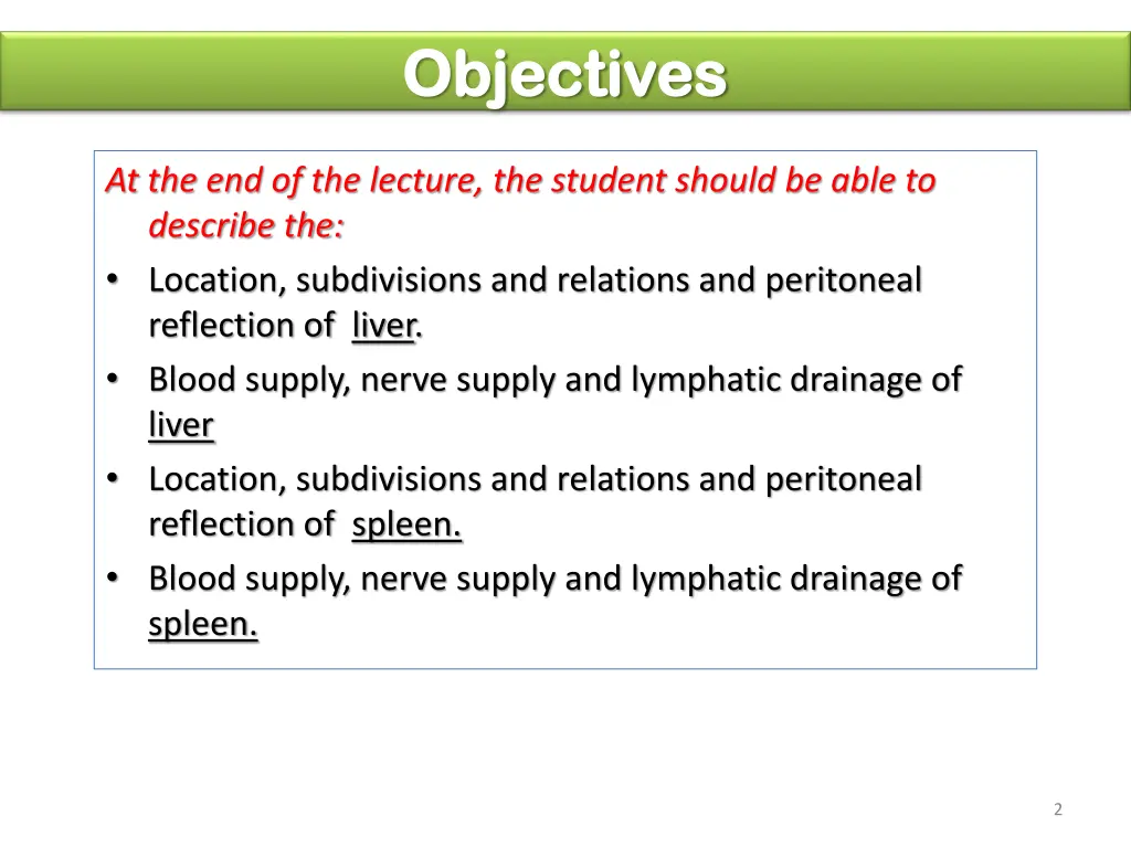 objectives objectives