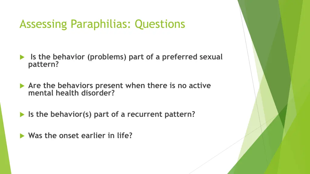 assessing paraphilias questions