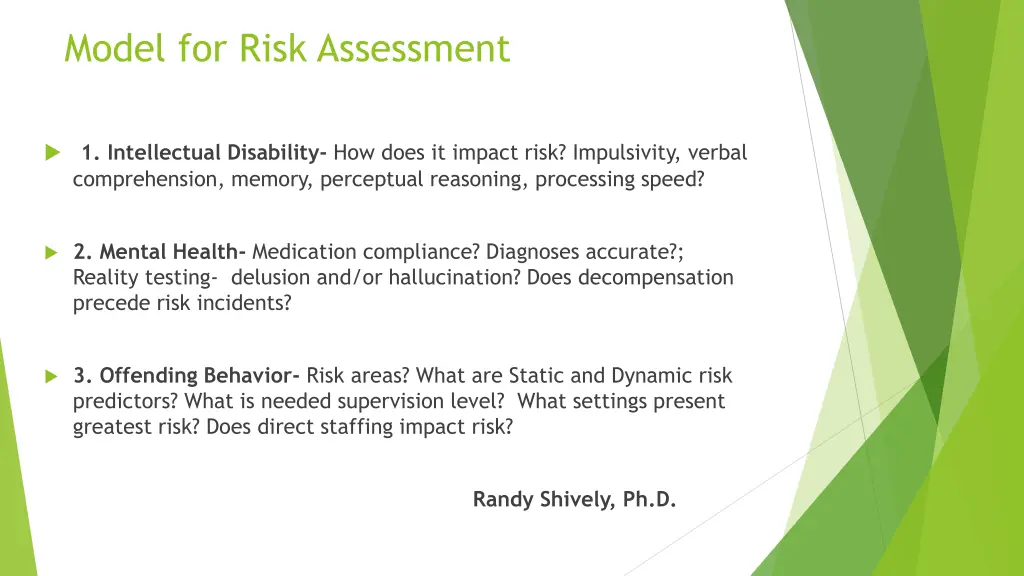 model for risk assessment