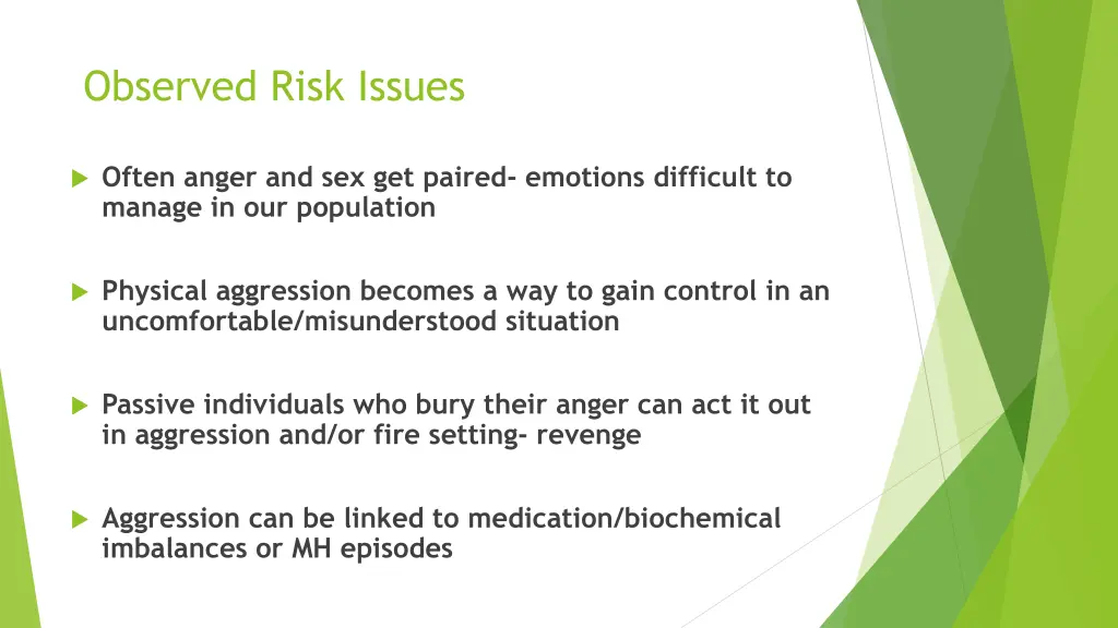 observed risk issues