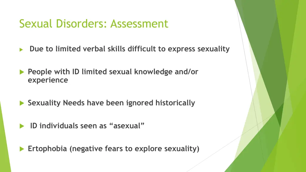 sexual disorders assessment
