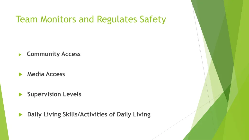 team monitors and regulates safety