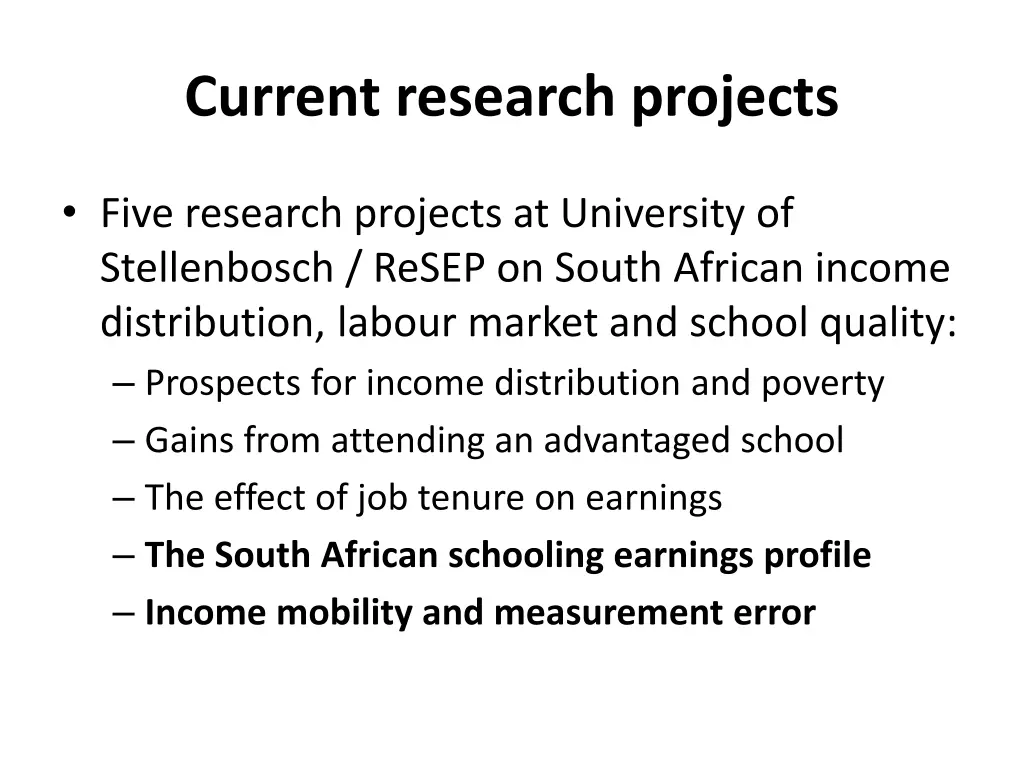 current research projects