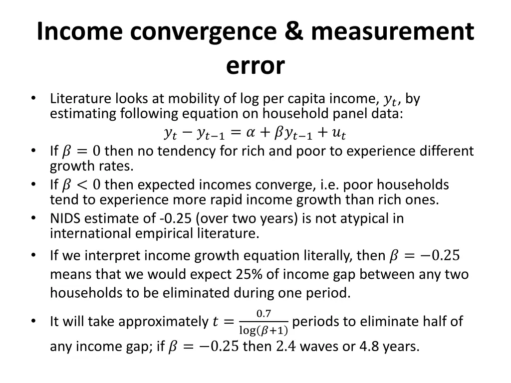 income convergence measurement error
