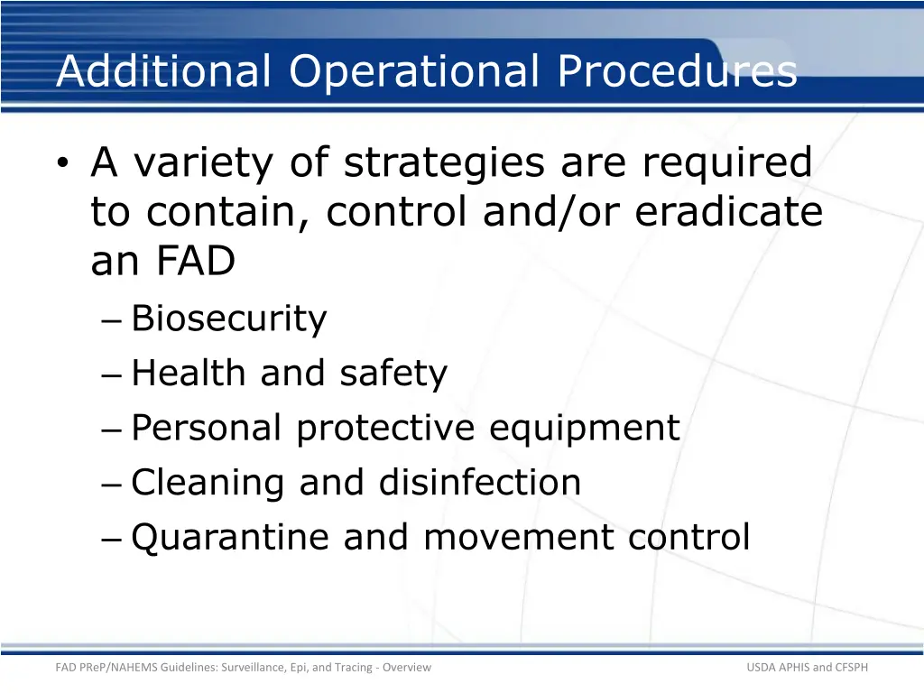 additional operational procedures