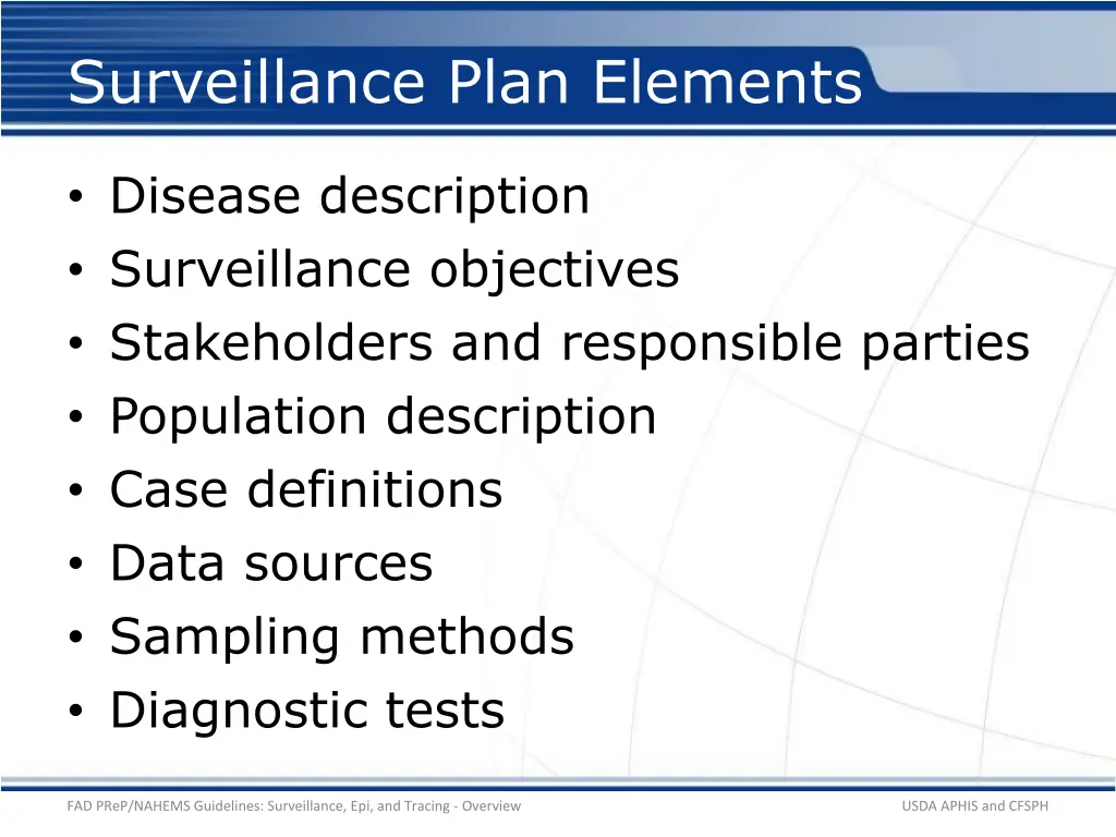 surveillance plan elements