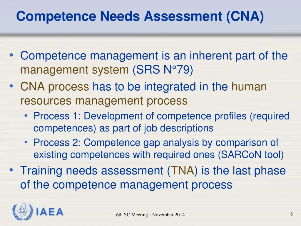 competence needs assessment cna