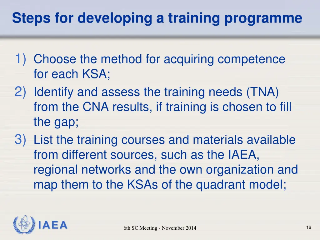 steps for developing a training programme