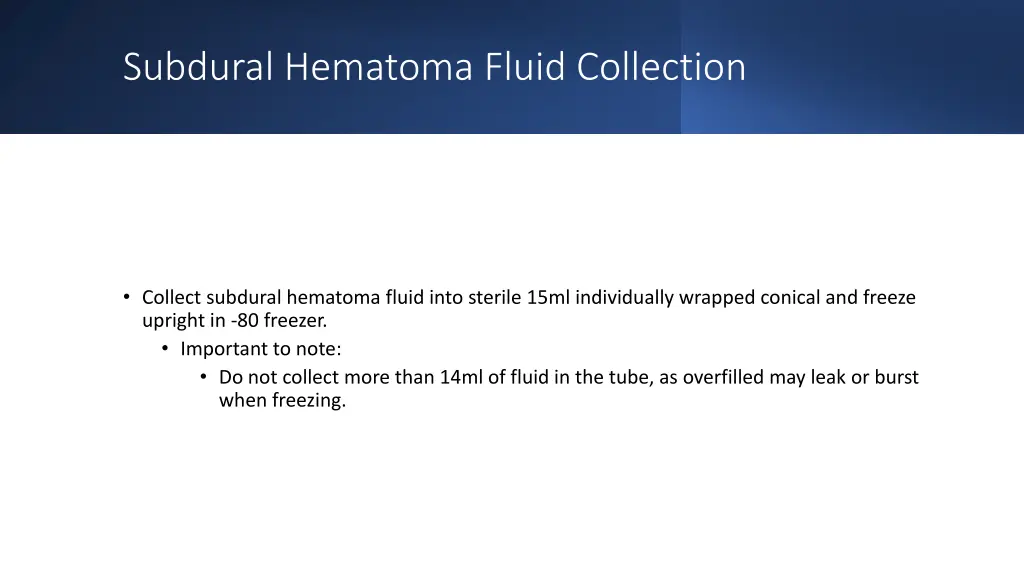 subdural hematoma fluid collection