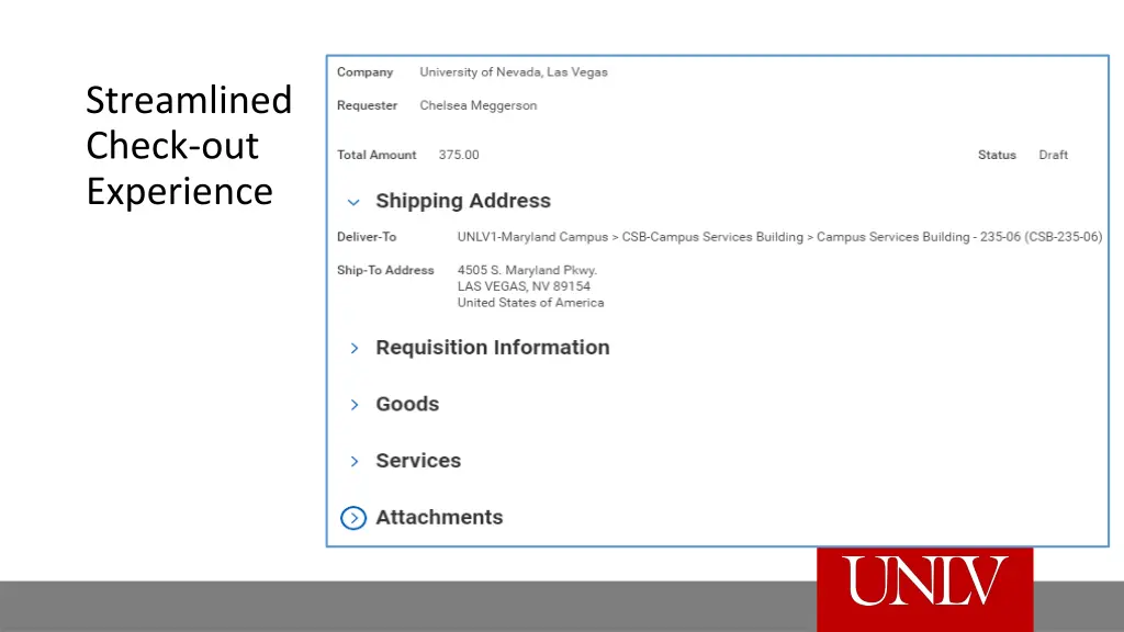 streamlined check out experience