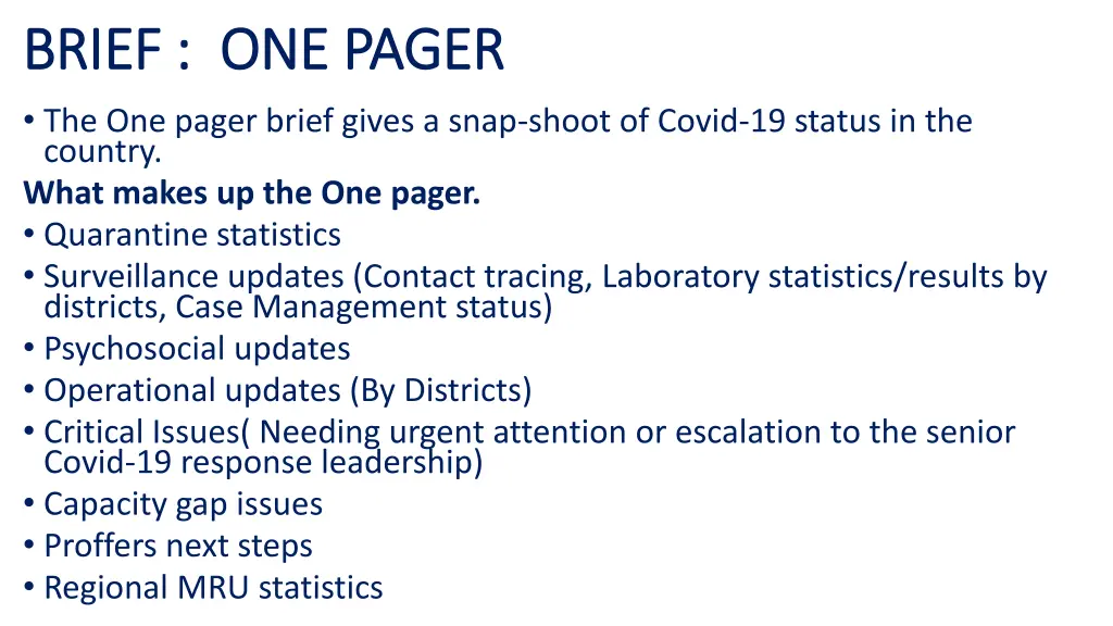 brief one pager brief one pager the one pager