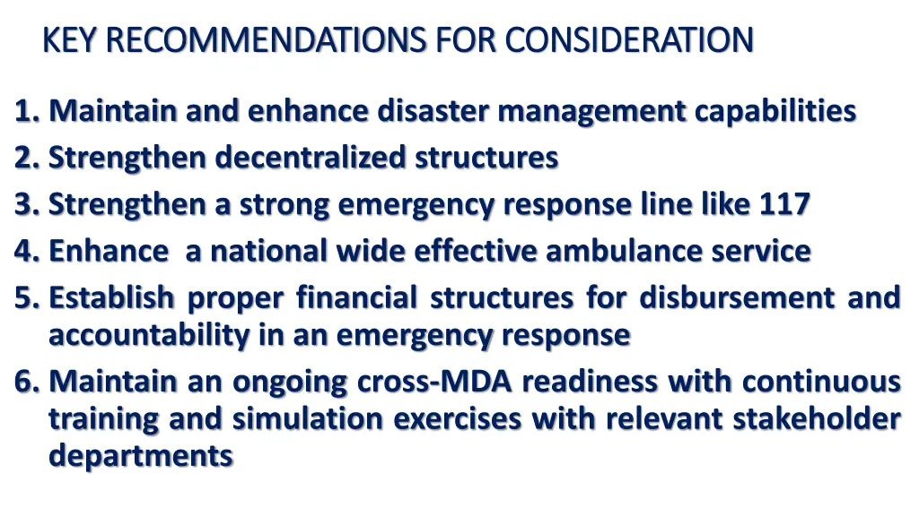 key key recommendations recommendations for