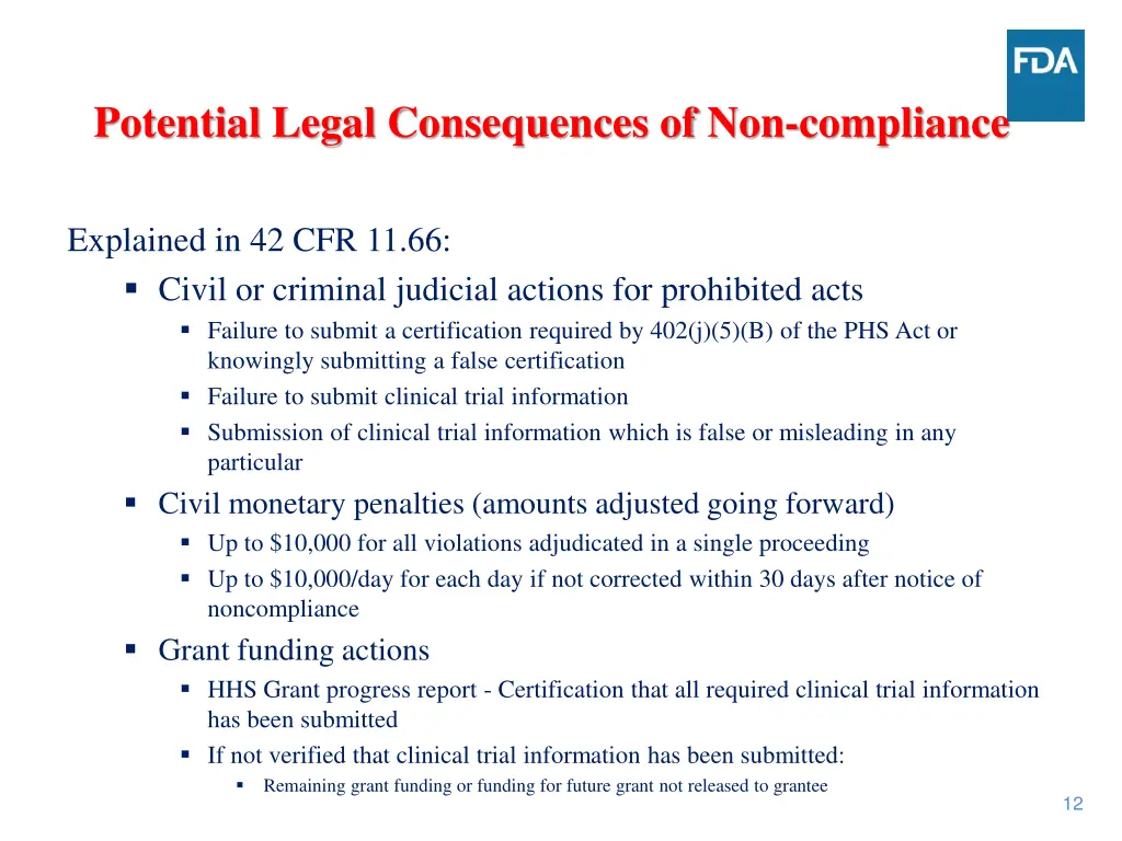 potential legal consequences of non compliance