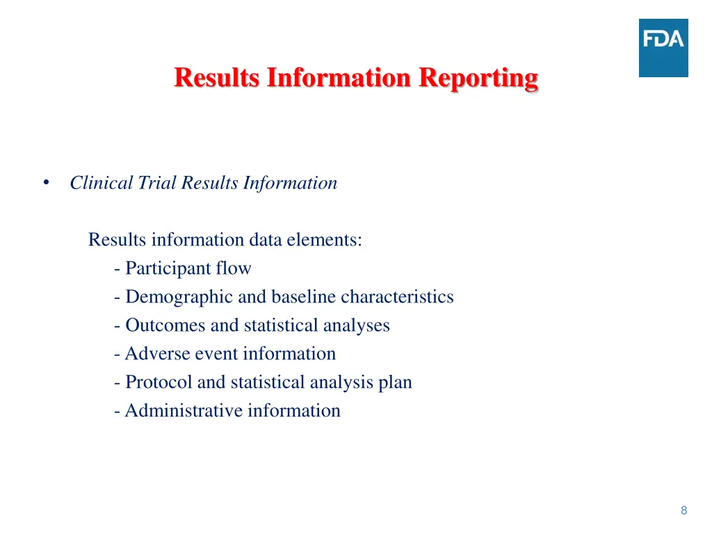 results information reporting