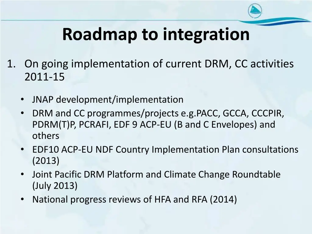 roadmap to integration