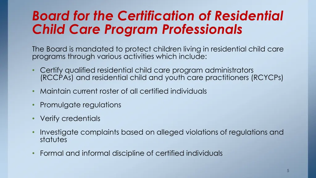 board for the certification of residential child 2