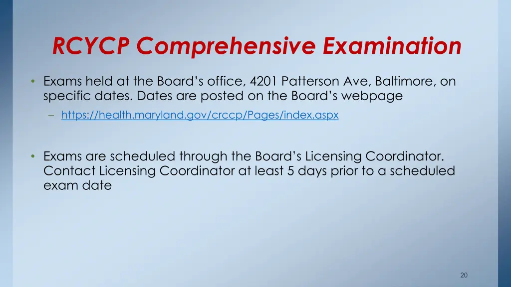 rcycp comprehensive examination 1