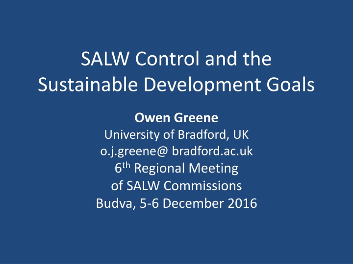 salw control and the sustainable development goals