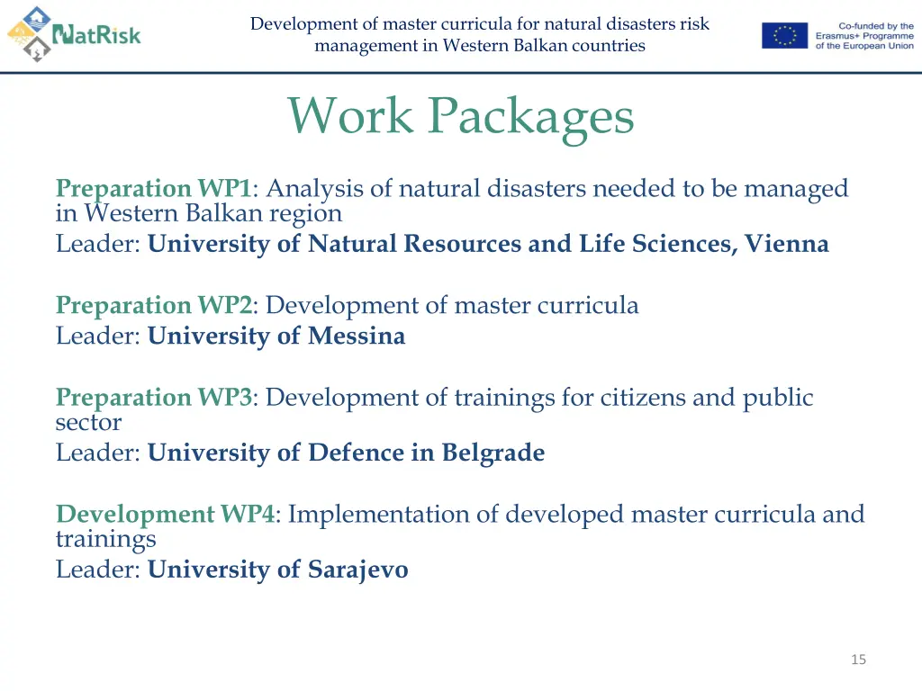 development of master curricula for natural 14