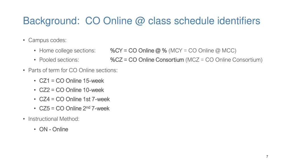 background co online @ class schedule identifiers