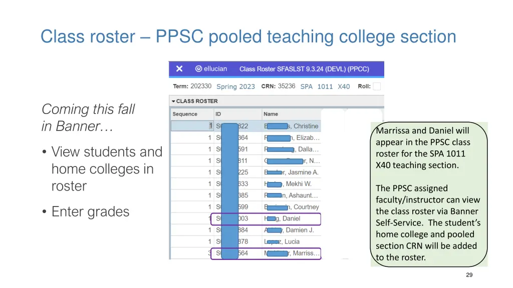 class roster ppsc pooled teaching college section