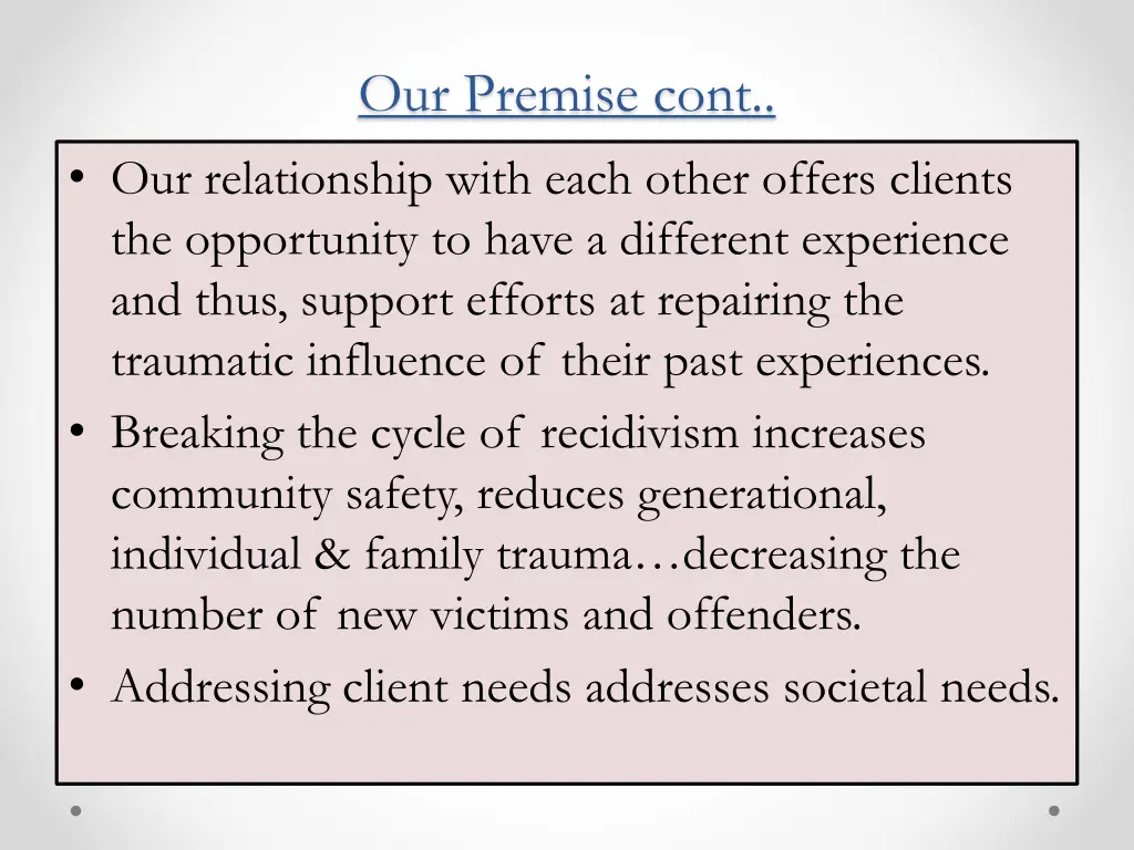 our premise cont