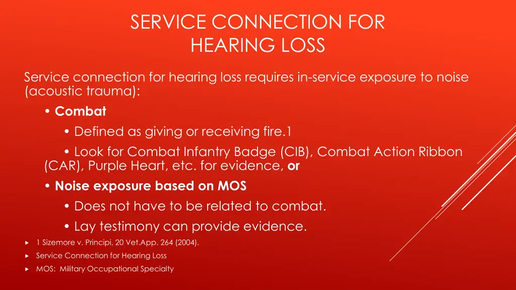 service connection for hearing loss