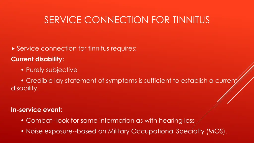 service connection for tinnitus