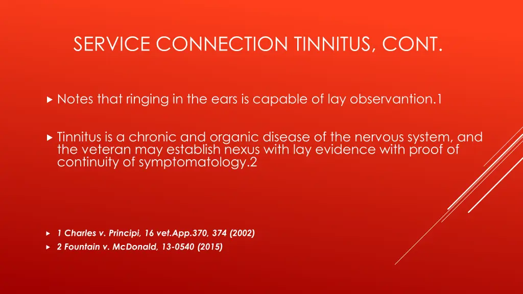 service connection tinnitus cont 1