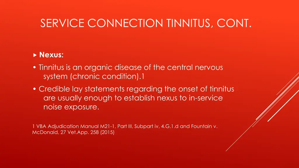 service connection tinnitus cont