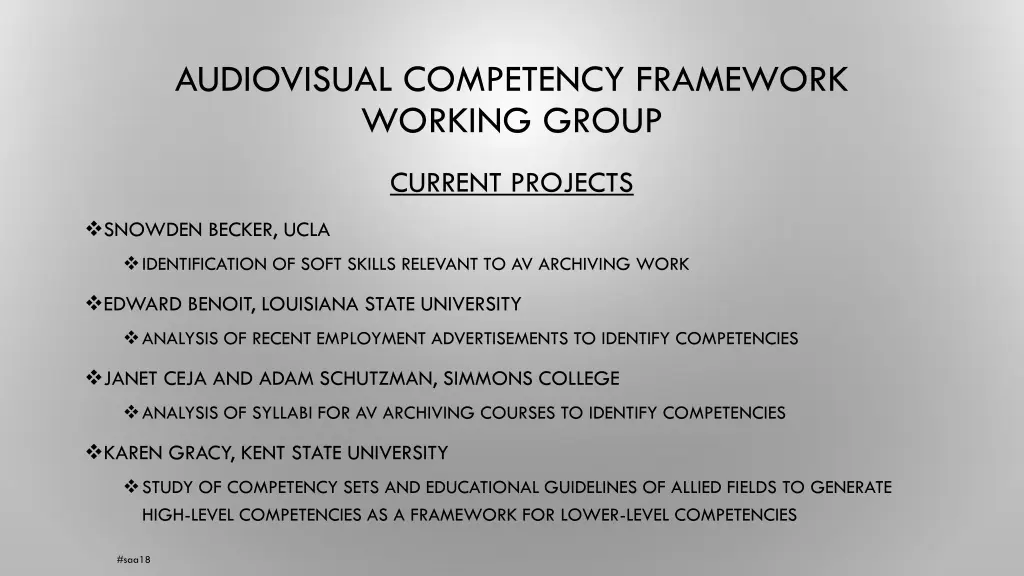 audiovisual competency framework working group
