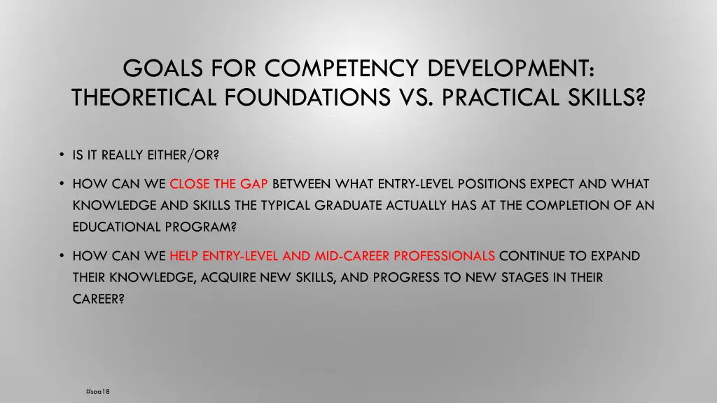 goals for competency development theoretical