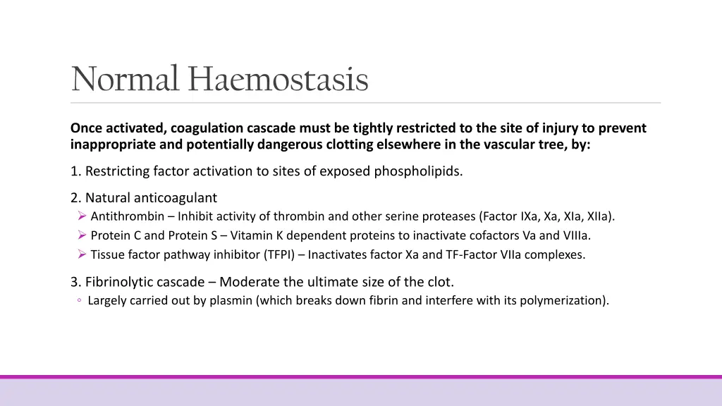normal haemostasis