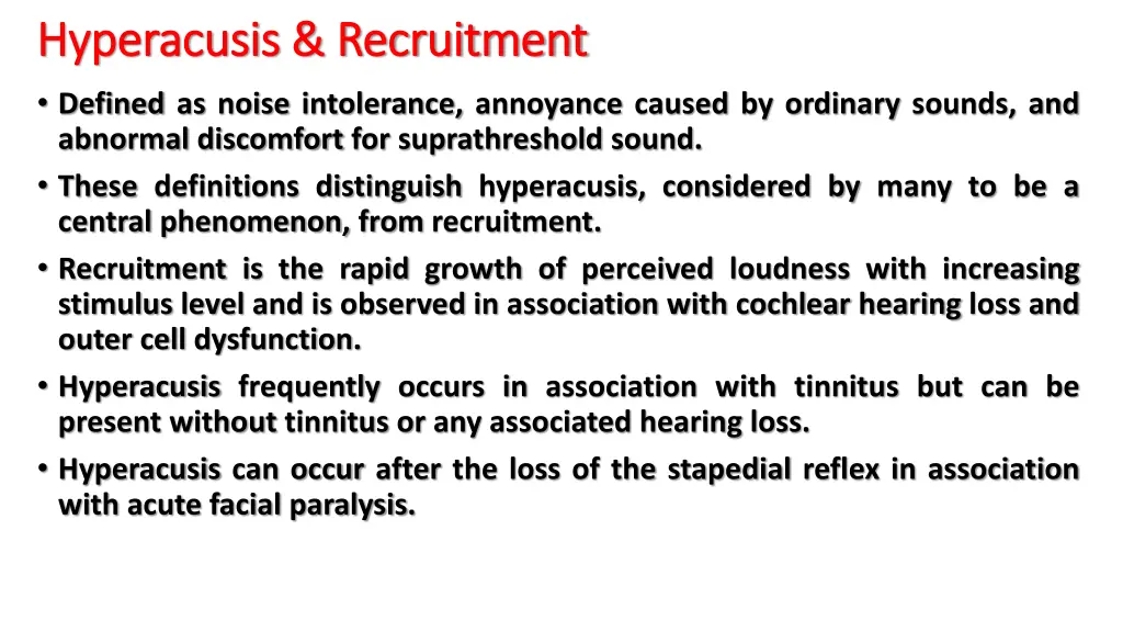 hyperacusis recruitment hyperacusis recruitment