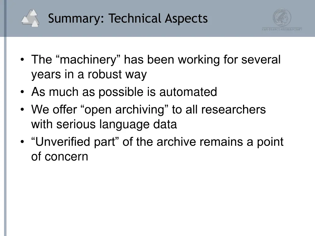 summary technical aspects