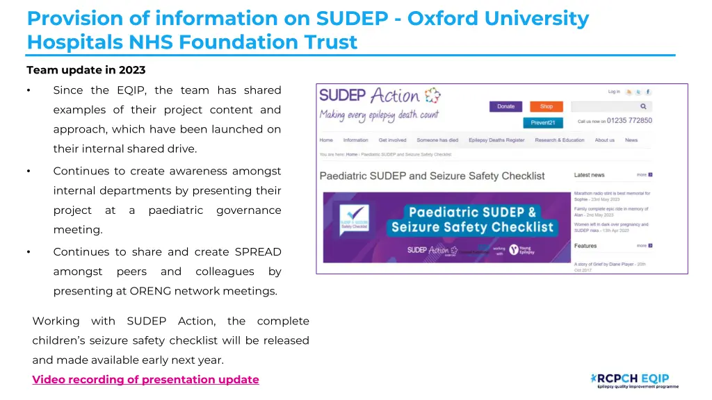 provision of information on sudep oxford 10