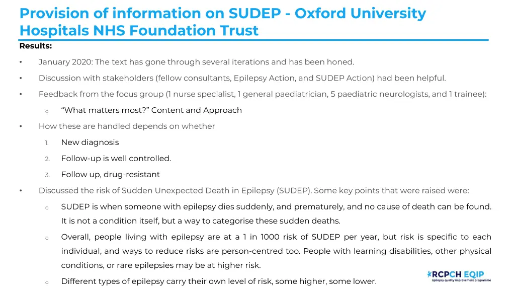 provision of information on sudep oxford 4