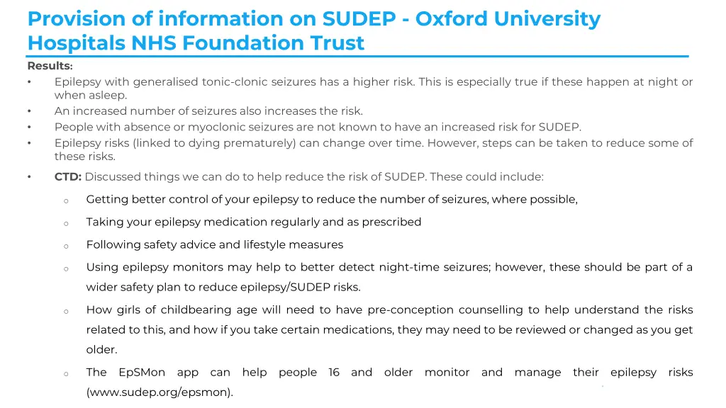 provision of information on sudep oxford 5