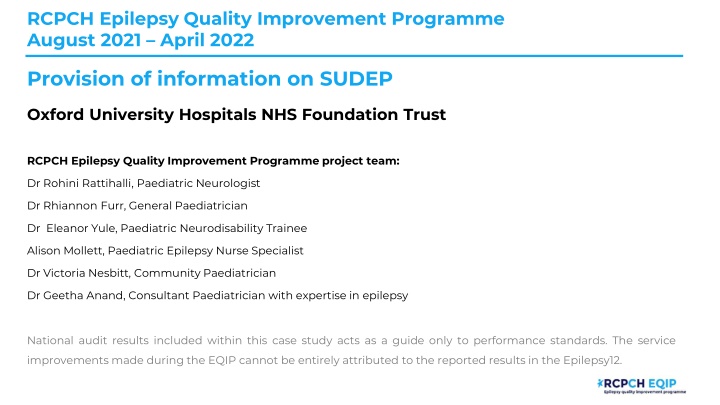 rcpch epilepsy quality improvement programme